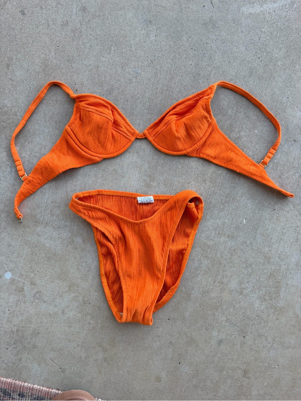 Orange Ribbed Bikini Set - Picture 2 of 7